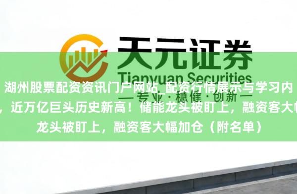 湖州股票配资资讯门户网站_配资行情展示与学习内容解析 601088,近万亿巨头历史新高!储能龙头被盯上,融资客大幅加仓(附名单)