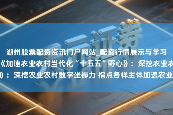 湖州股票配资资讯门户网站_配资行情展示与学习内容解析 国务院印发《加速农业农村当代化“十五五”野心》:深挖农业农村数字坐褥力 指点各样主体加速农业数智化升级