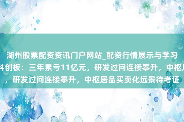 湖州股票配资资讯门户网站_配资行情展示与学习内容解析 迈科康冲击科创板：三年累亏11亿元，研发过问连接攀升，中枢居品买卖化远景待考证