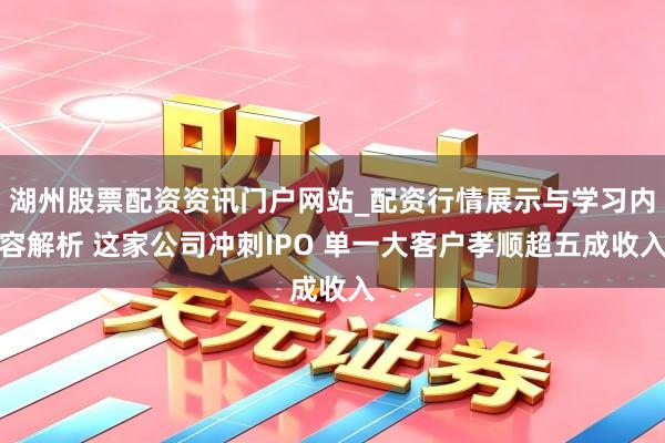 湖州股票配资资讯门户网站_配资行情展示与学习内容解析 这家公司冲刺IPO 单一大客户孝顺超五成收入